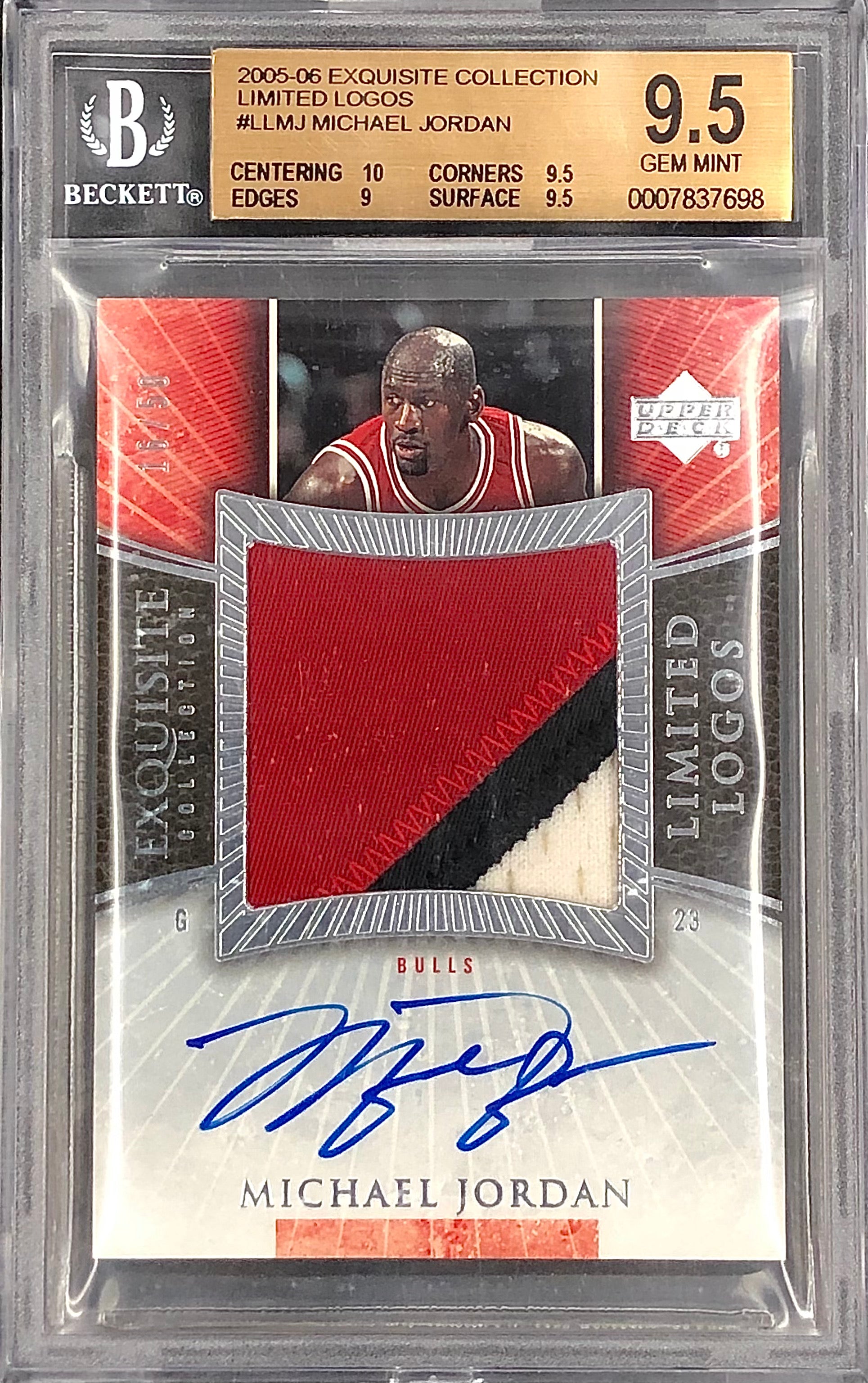 SP、UPPER DECK ゲームジャージ、NBA 1997 Upper Deck Game Jersey Michael Jordan Auto on card! PSA